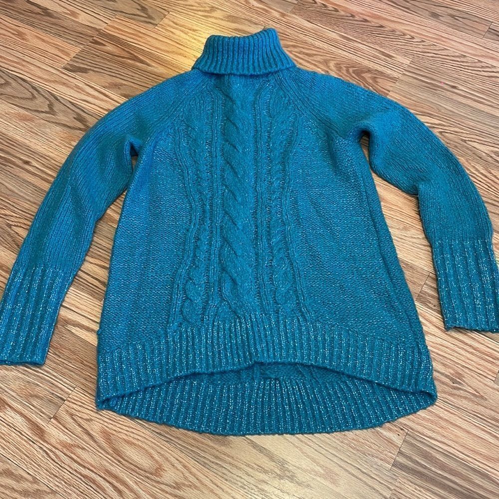 Simply Vera Vera Wang Teal Cable-Knit Turtleneck Sweater